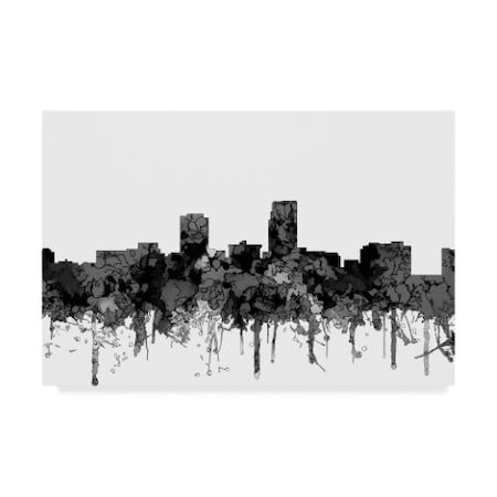 Marlene Watson 'Omaha Nebraska Skyline B And W' Canvas Art,30x47